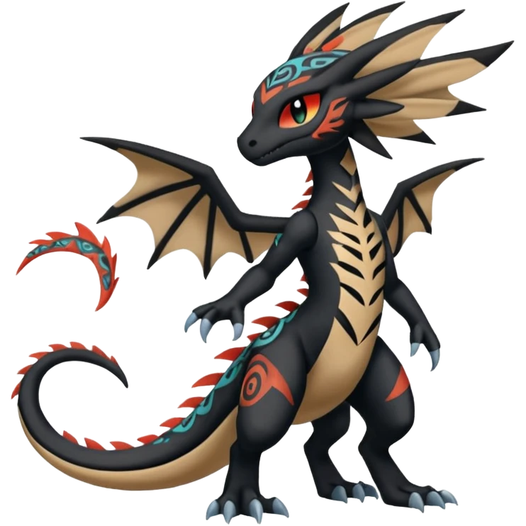 Meloetta-Stitch-Zekrom-Salandit-fusion, full body, tribal markings  emoji