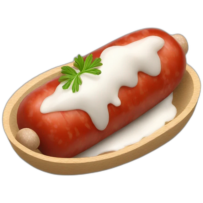 Saucisse couper en rondelle mélangées à de la sauce tomate sur du riz blanc emoji