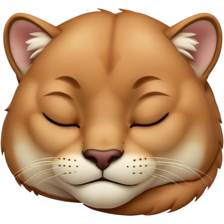 Meme-Worthy Cute Sleeping Cougar Portrait Emoji, Head resting peacefully with a contented smile, showcasing a lithe build and a luxuriously soft tawny Fur, eyes shut in a serene, restful nap, Simplified yet hilariously adorable features, highly detailed, glowing with a soft, drowsy light, high shine, relaxed and utterly lovable, stylized with an air of playful laziness, bright and heartwarming, soft glowing outline, capturing the essence of a comically sleepy cougar, so meme-worthy it feels like it could instantly become the next viral sensation of adorable slumber! emoji