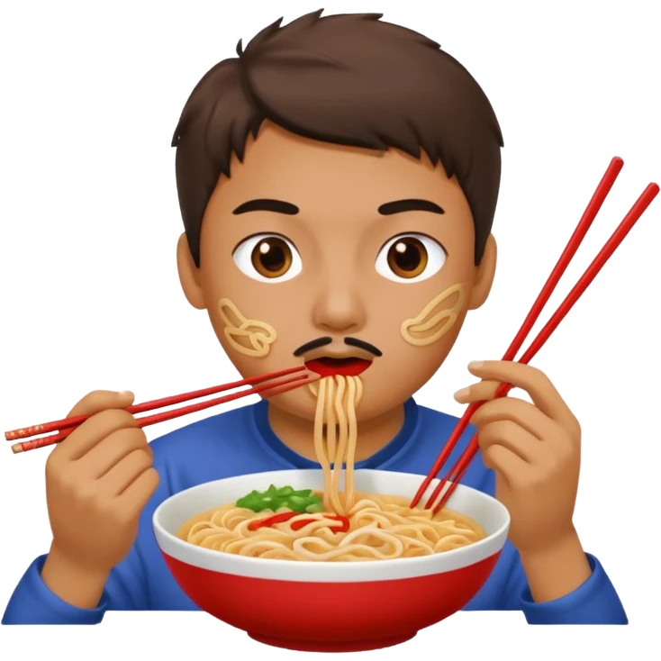 Create a person having noodles dinner. emoji