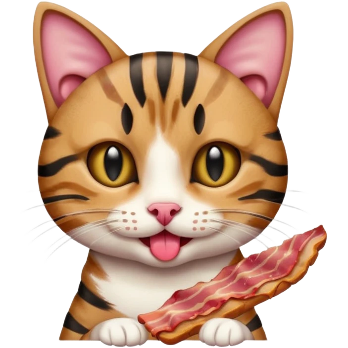 Cat eating BACON emoji