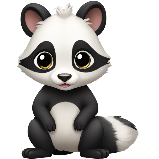 Cute skunk-panda-raccoon-ferret-cat-hybrid full body emoji