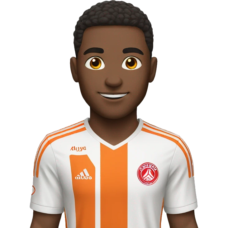 Soccer player in ajax shirt and orange kit emoji