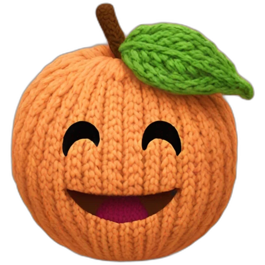 knitted peach with smile emoji