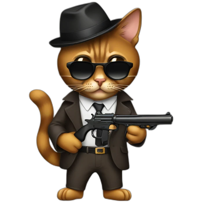 gangster-with-a-Abyssinian cat-gun-and-sunglasses-drinking-coffee emoji