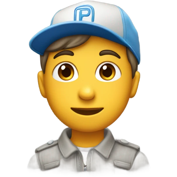Un adolescent avec une coupe casquette chatun, lettre P sur la casquette emoji