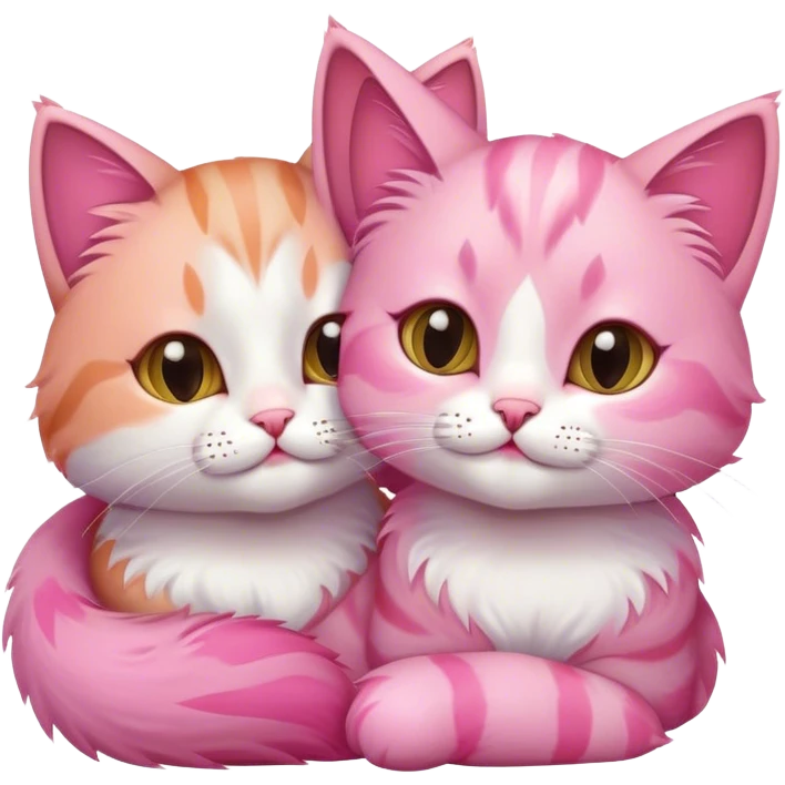 Super cute blushing cats cuddlin emoji