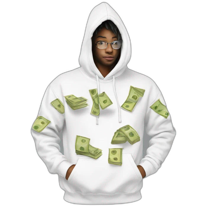 team working money white hoodie iridescente light emoji
