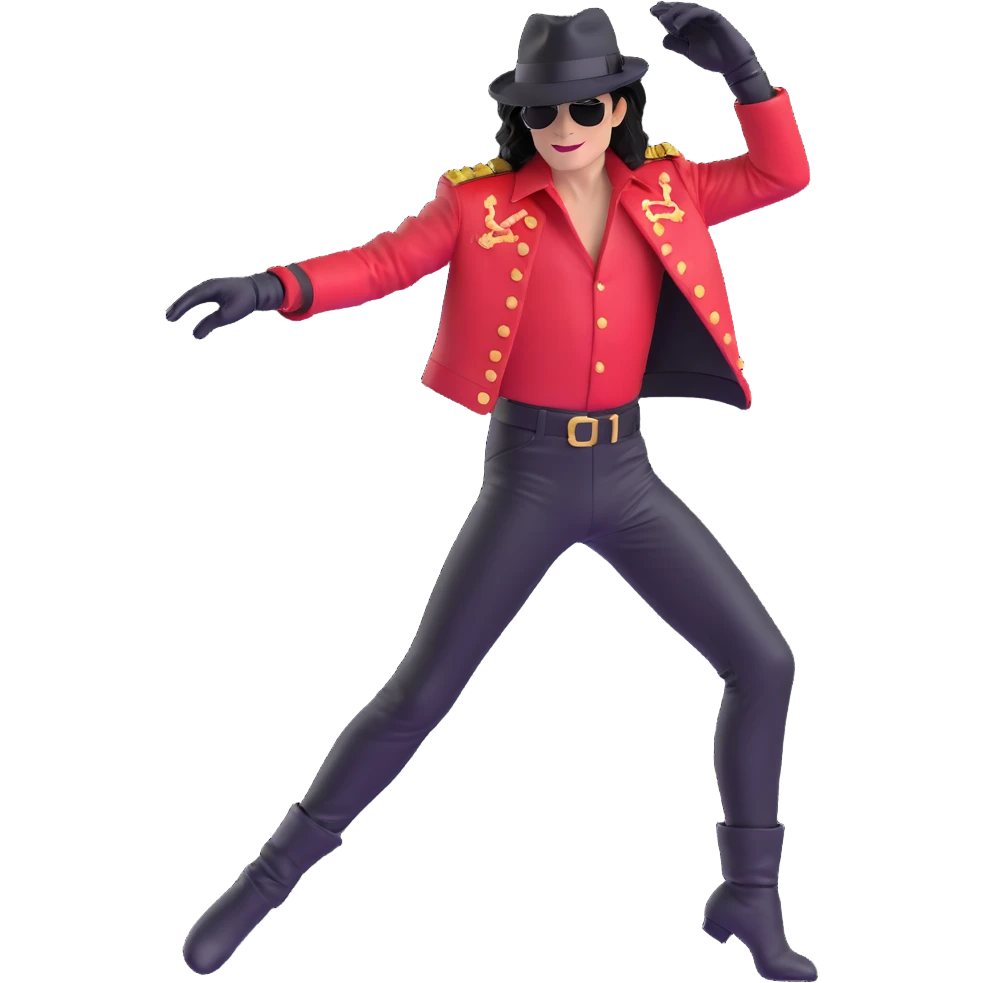 Michael Jackson iconic pop star wearing signature hat and glove, performing dance move pose 2 emoji