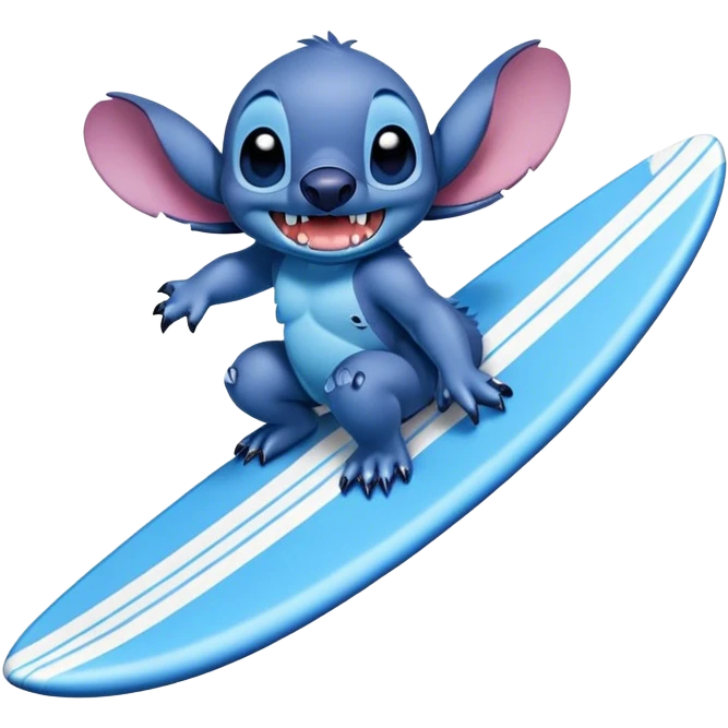 Disney’s Stitch surfing. emoji