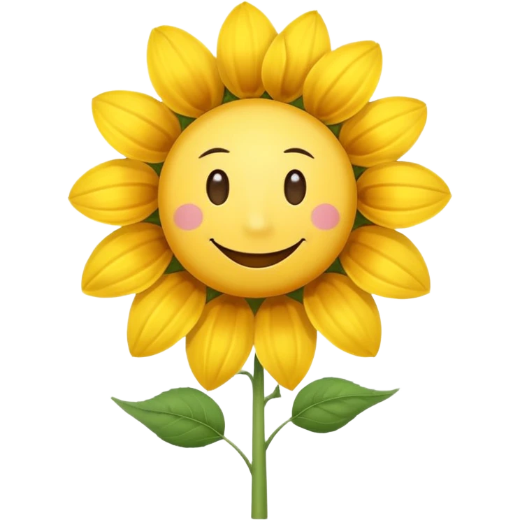 make a sunflower with a white disc in the middle with a smiley face, make it have 6 yellow petals and remove the cheeks nose and eyebrows emoji