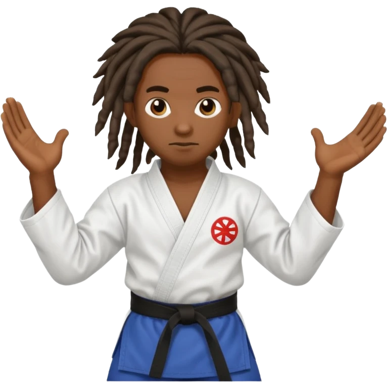 karate kids, dark skin, dreadlocks emoji