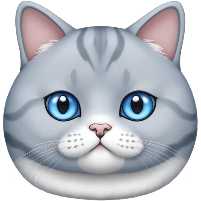 British shorthair blue and white cat with round face and plush fur emoji
