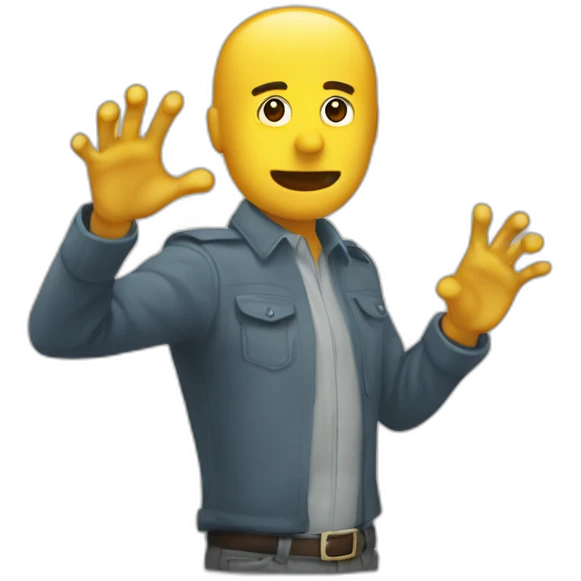 Manos sosteniendo un cartel emoji