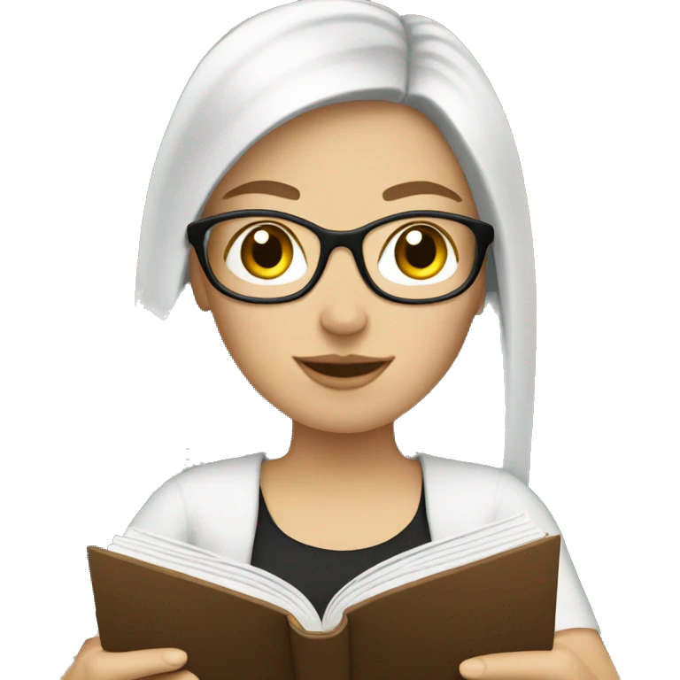 White girl sitting and reading a book  emoji