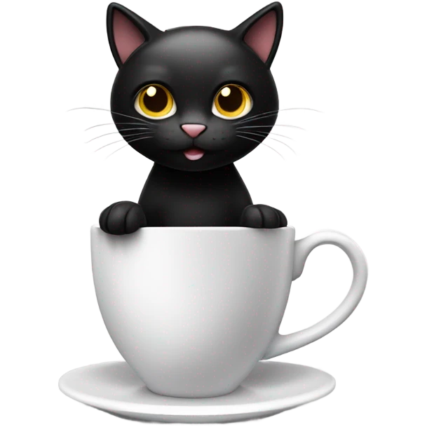 black cat drinking coffee emoji