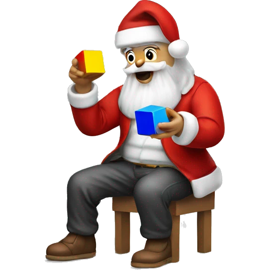 Santa claus playing Rubik cube emoji