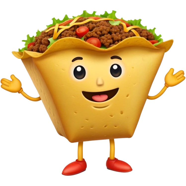 A talking and walking taco with arms and legs emoji