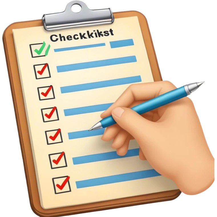 setting goals with check boxes on the paper but keep the hand with pen emoji