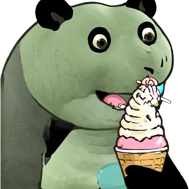 Panda eating ice cream emoji