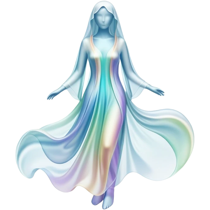 Ethereal flowing lines forming a clothing silhouette shape, abstract fluid style essence symbol, wardrobe identity flowing into form emoji