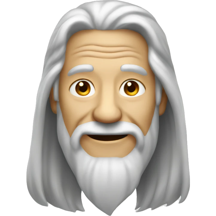 old man with long hair smiling emoji