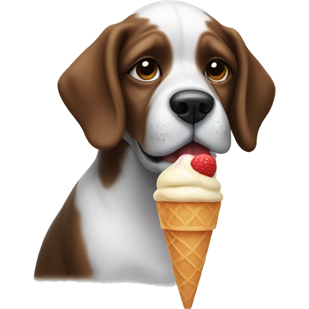 Dog that looks like Abraham Lincoln with an ice cream cone emoji