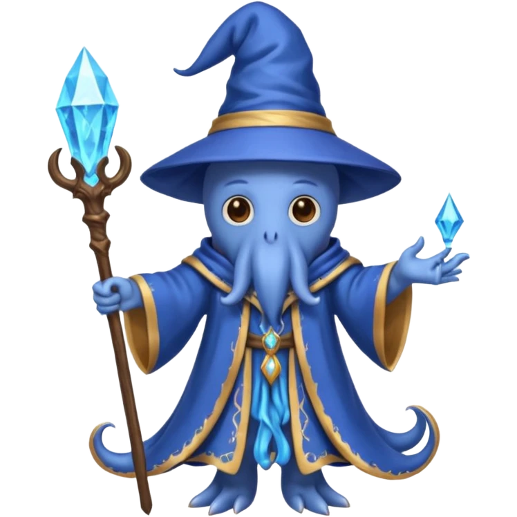 The blue octopus wizard of Dungeons and Dragons emoji