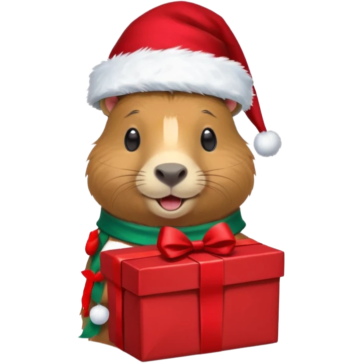 Capybara con gorrito de navidad con un montón de poses para paquete de sticker de WhatsApp que tengan un dialogo emoji