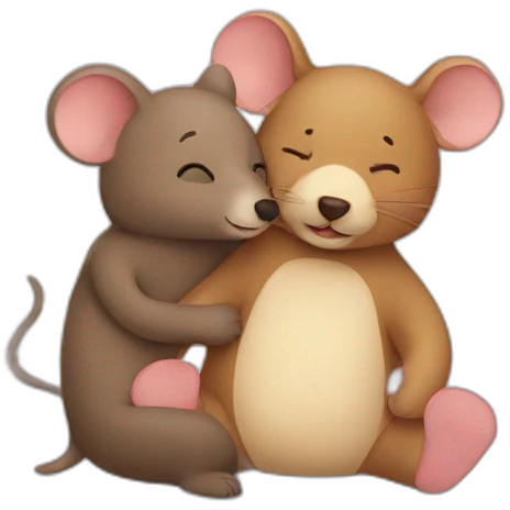 Mouse and bear cuddling emoji