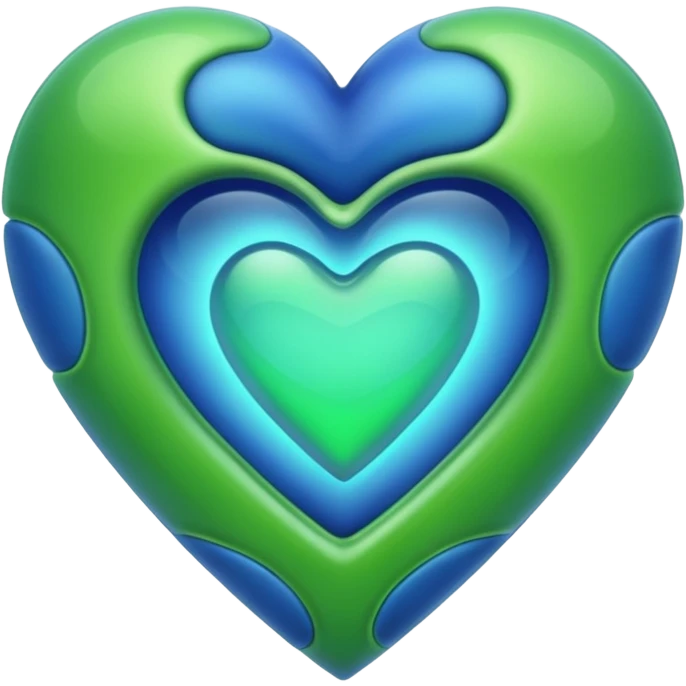 Blue ameba romantic heart green photosynthesis cells alien love heart emoji