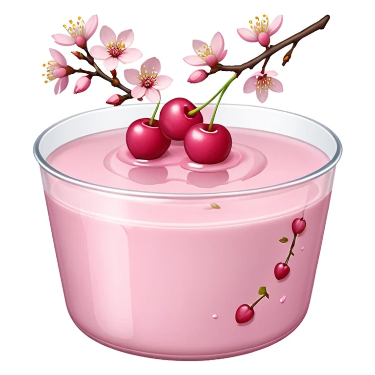 sakura pudding with whole cherry blossom branch as decoration emoji