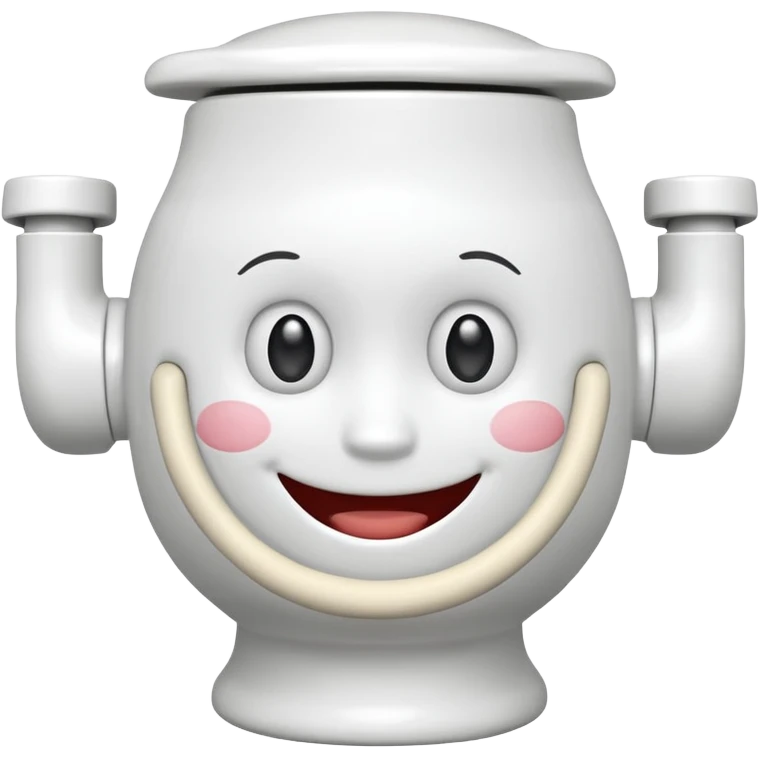 arafed toilet with a smile on the lid and arms emoji