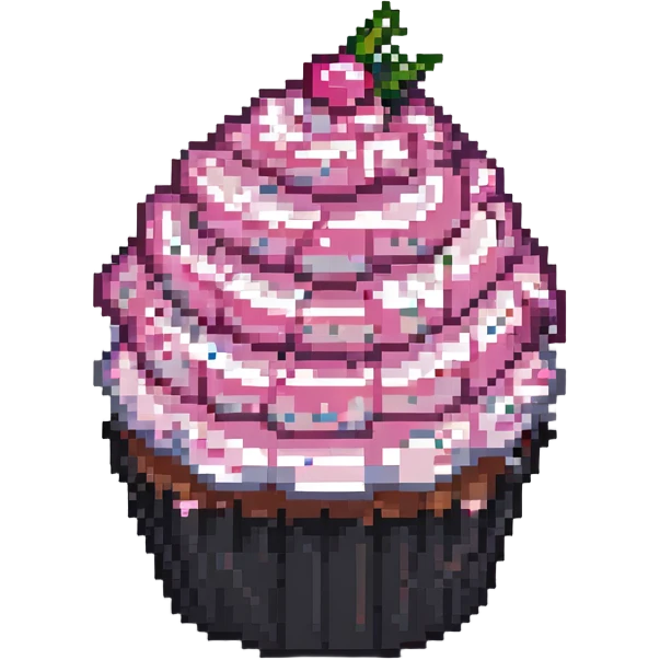 pixel art cupcake with pink icing emoji
