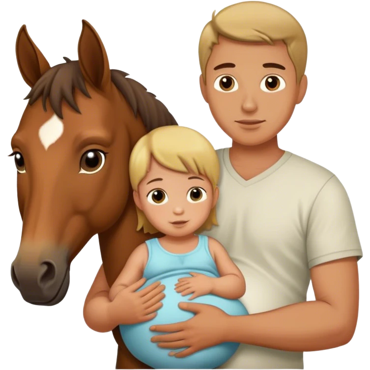 Pregnant man with a baby horse emoji