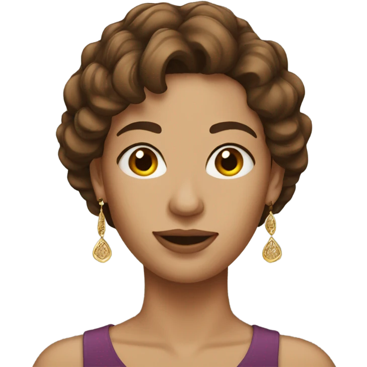 woman Brown hair with earrings emoji