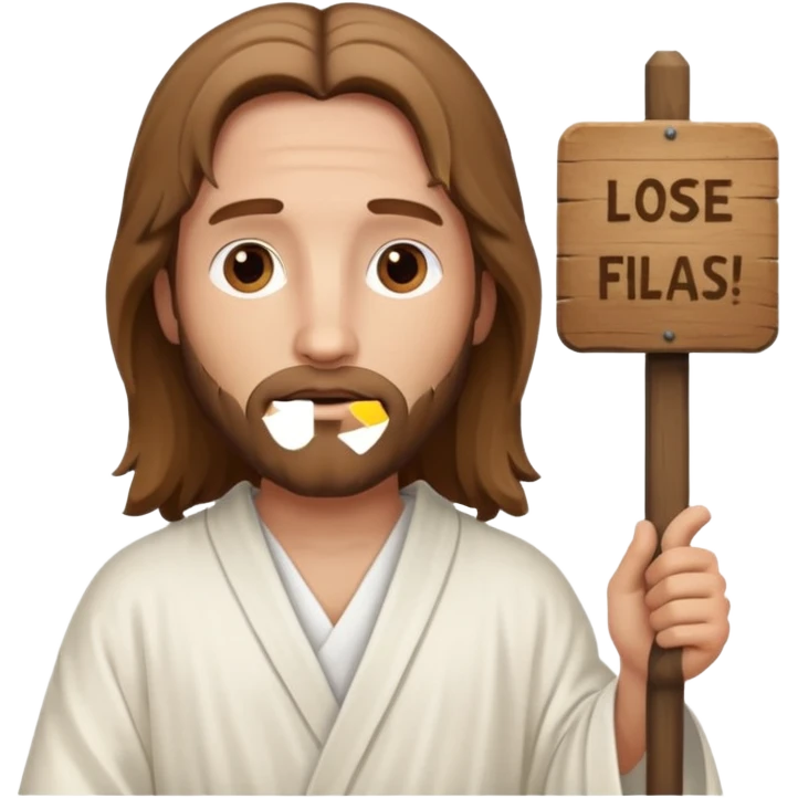 Jésus avec une pancarte dans ses mains dans ses mains emoji