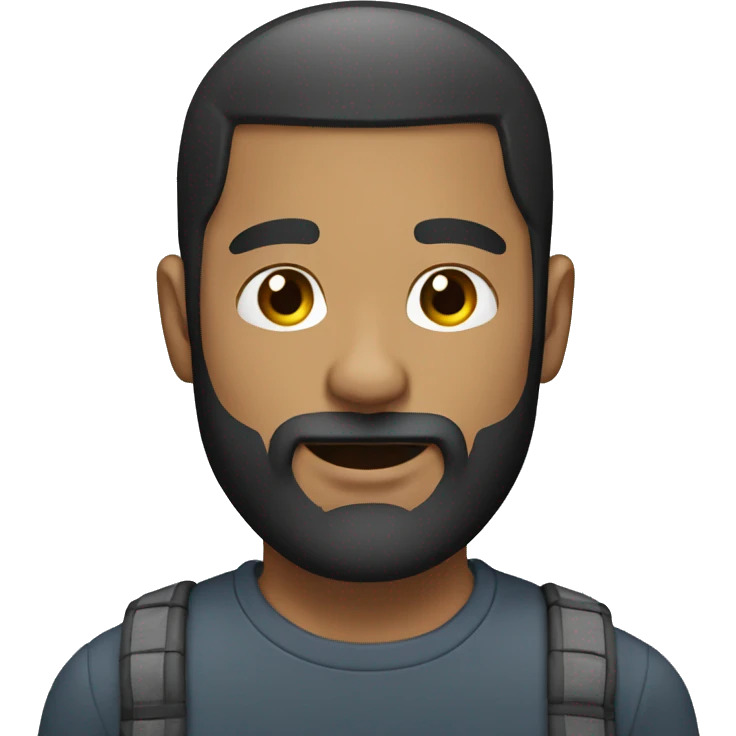 Mixed dude with beard and no hair emoji
