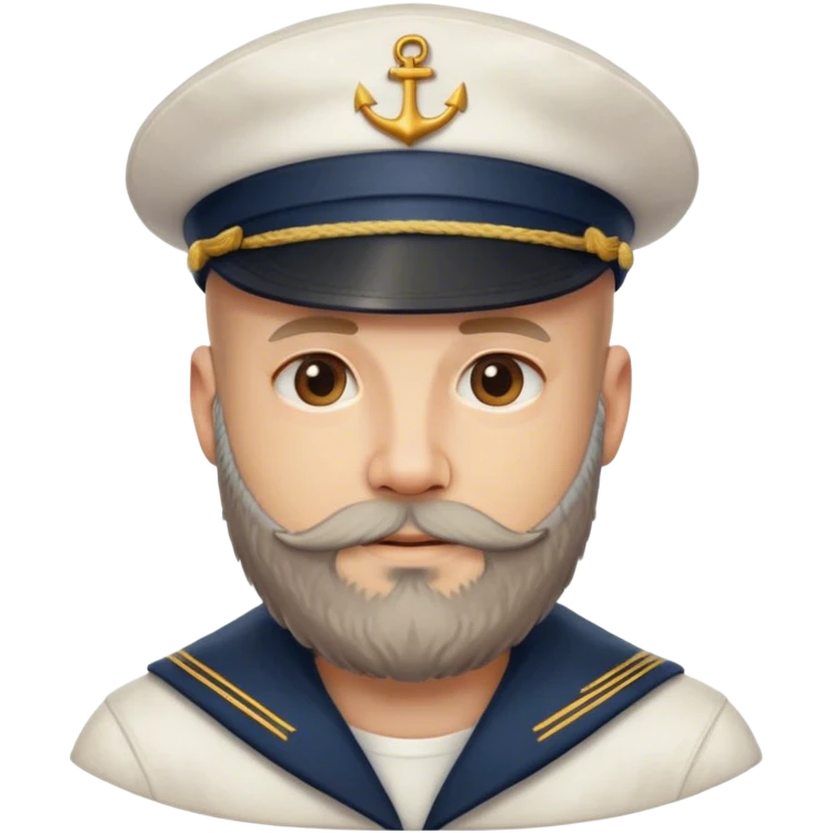 bald man with beard portrait with sailors hat emoji