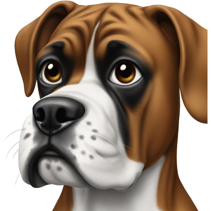 Black and white boxer dog closeup emoji