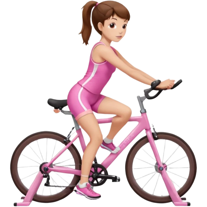 девочка шатенка занимается пилатесом в розовой форме в коротких велосипедках emoji