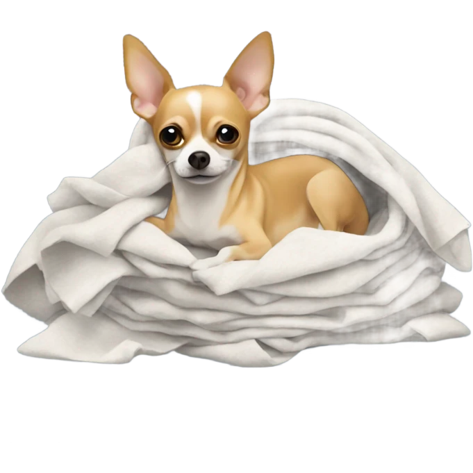 Chihuahua laying in a pile of laundry emoji