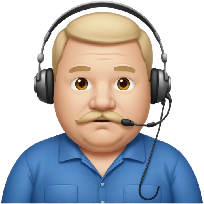 receptionist face very fat mustached guy with headset emoji