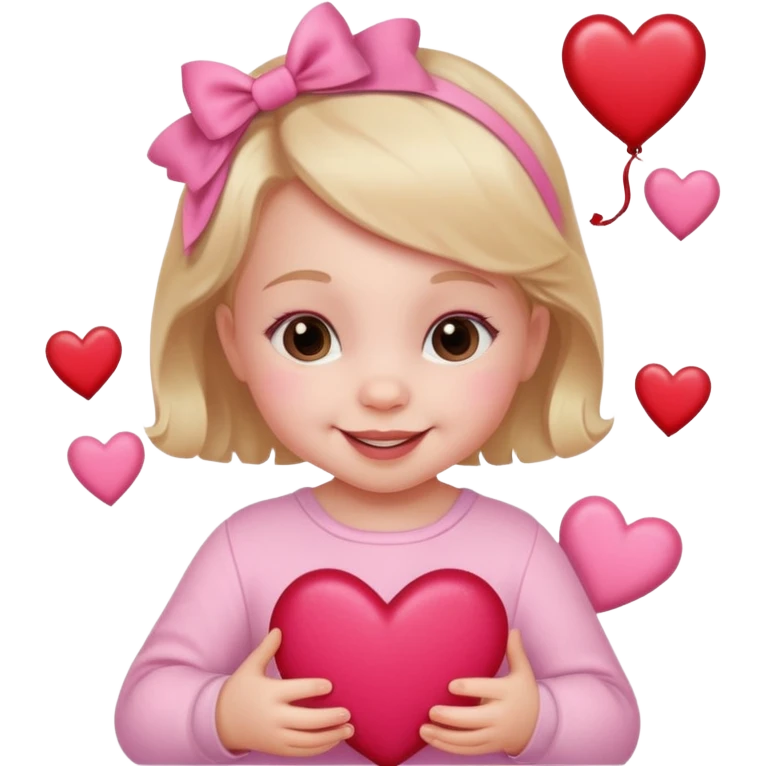 baby girl with valentines day decor emoji