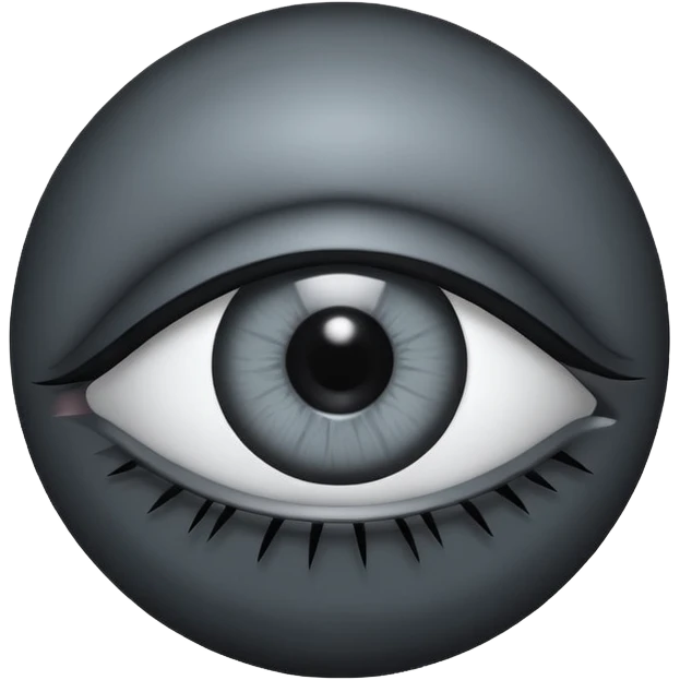 Minimal emoji, gothic futuristic eye, cold grey sclera, the pupil is fully replaced by a solid black number 8, occult cyber aesthetic, sharp clean lines, flat emoji design, centered, transparent background emoji