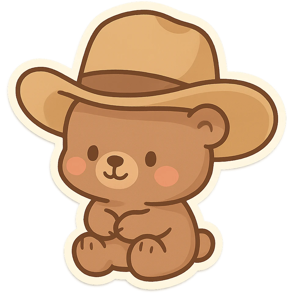 playful bear character with big hat emoji