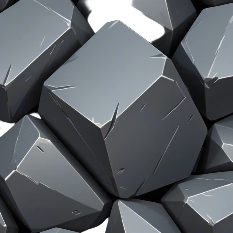 Cinematic Realistic Iron Ore, Strong and solid, with a dark, heavy surface marked by sharp angles and a faint metallic sheen. The deep gray color radiates durability and strength, while soft reflections show off the rugged texture. Soft glowing outline, capturing the essence of resilience and rugged strength in raw iron ore. emoji