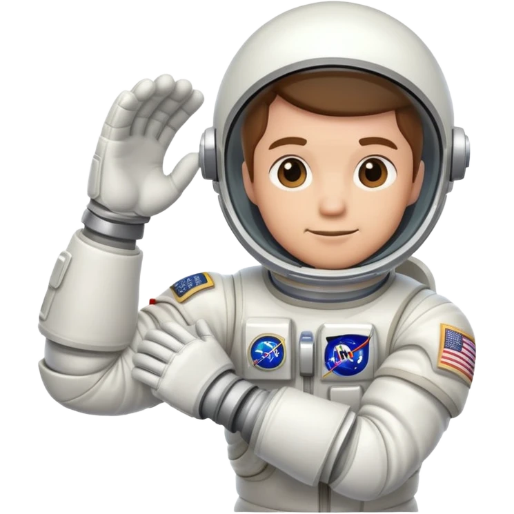flexed biceps arm with white sleeve and astronaut gloves emoji