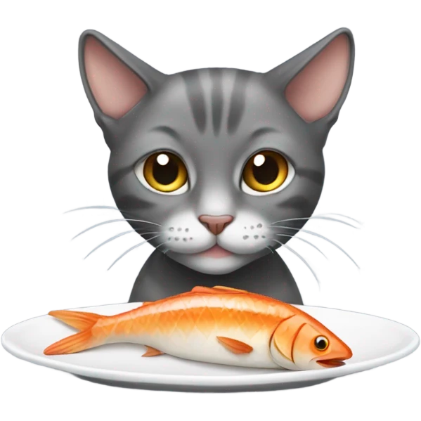 skinny cat eating fish emoji