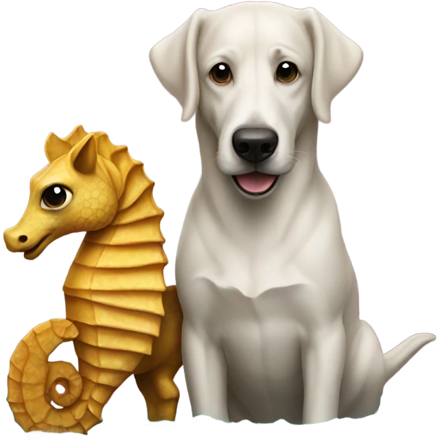 A sea horse and a dog emoji